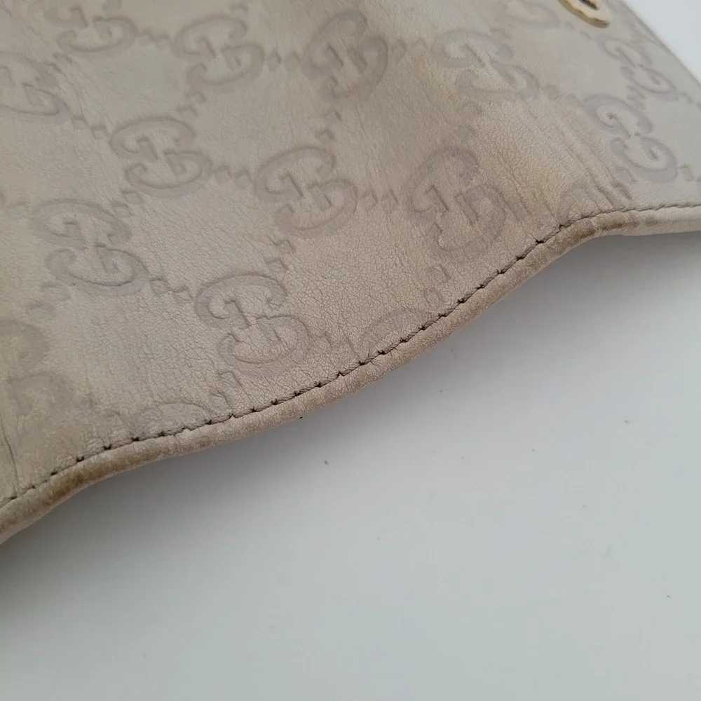 Gucci Guccissima Key Case White Bone Leather 6 Hook Holder 212111 0416